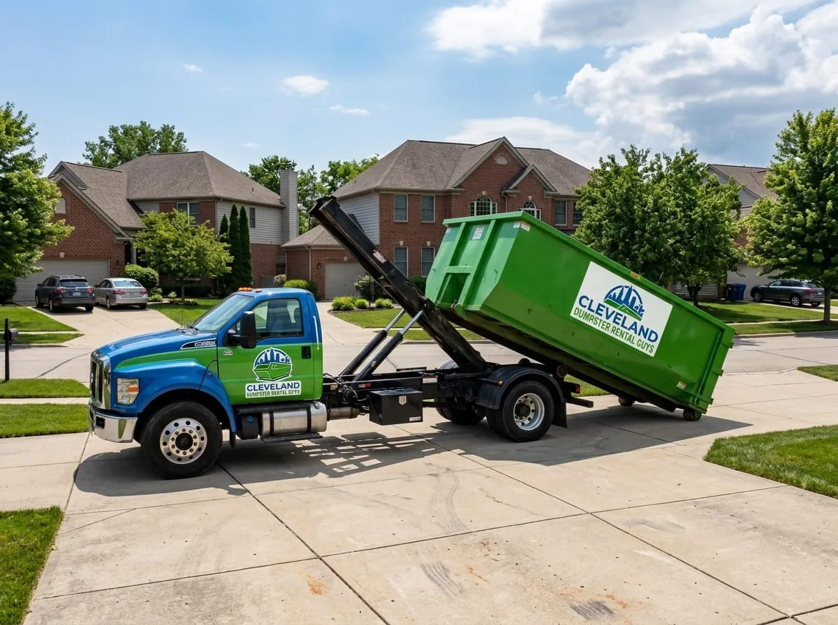 Roll-off dumpster set down quickly on an Cleveland property